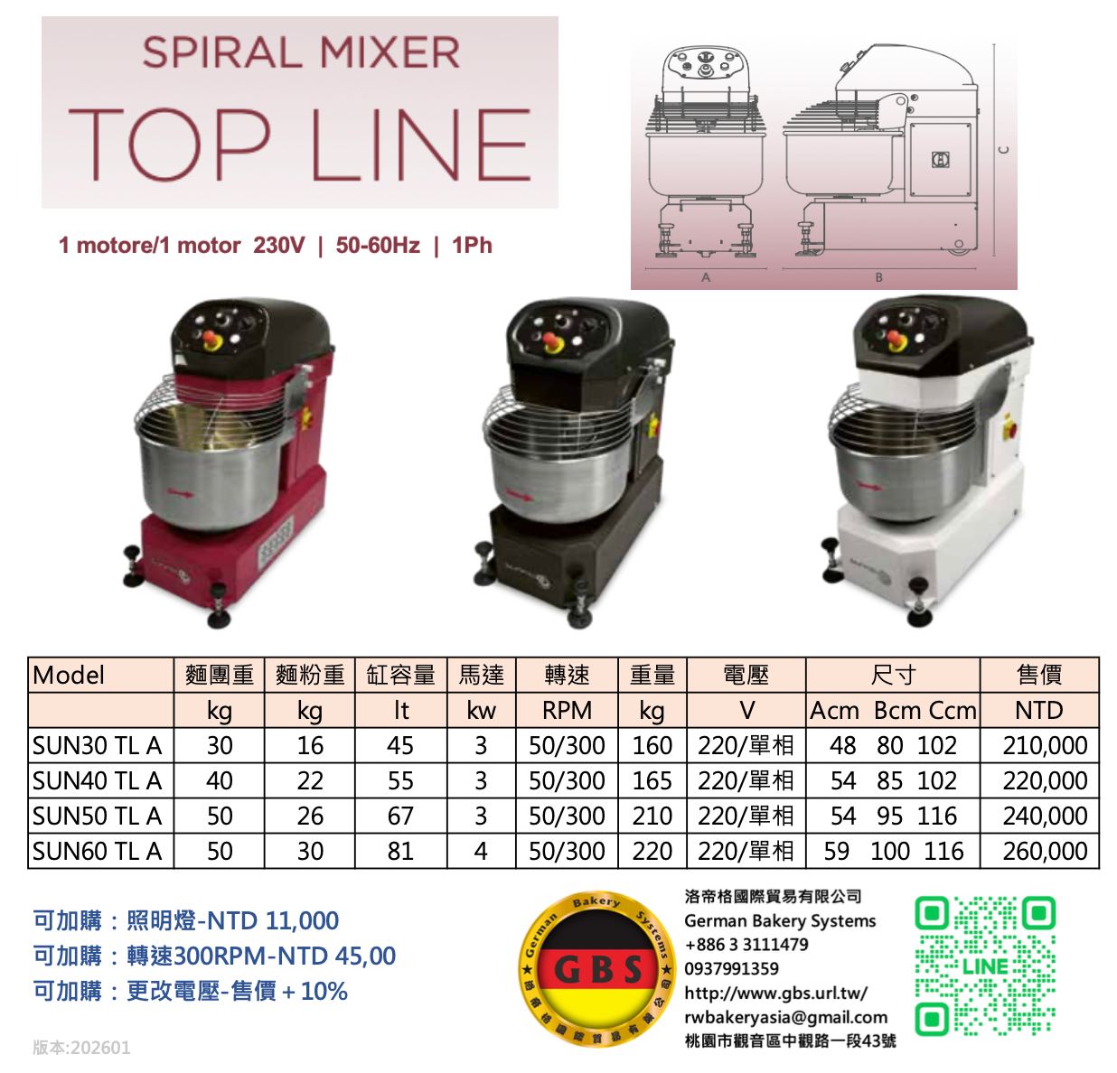 洛帝格台灣總代理Sunmix 商用螺旋攪拌機TOP LINE | 洛帝格國際貿易有限公司